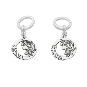 A personalised Unicorn custom made silver keyring
