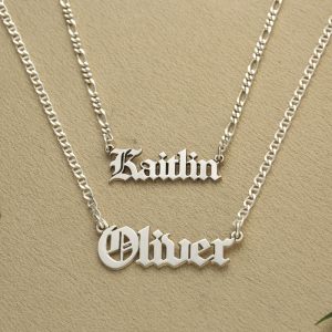 Gothic Silver Name Necklace ( Price depends on selection)