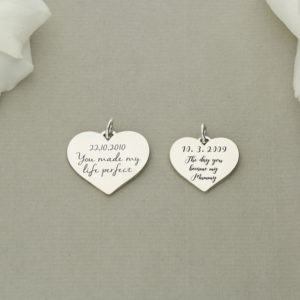 A pretty silver heart with special date and quote