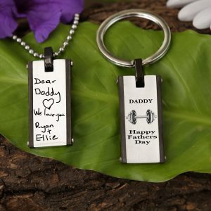Black and stainless steel keyring or dog tag